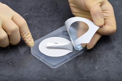 Peel back the outer label of the InTray